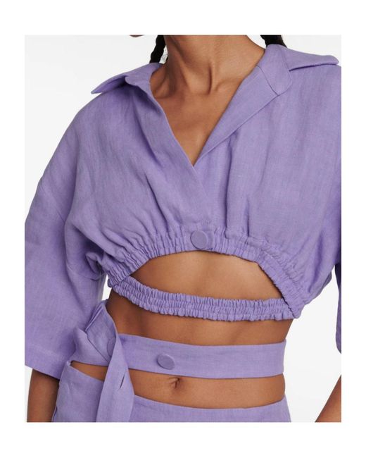 Christopher Esber Purple Cutout Cropped Top