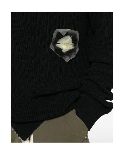 Song For The Mute Black Flower Zip Up Funnel Cardigan for men