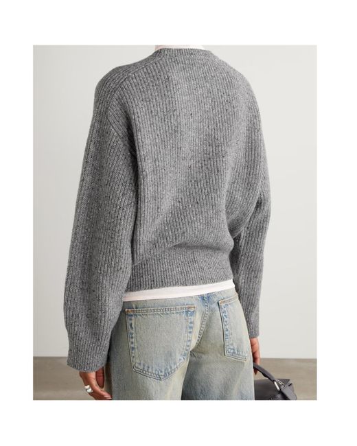 SLVRLAKE Denim Gray Florence Ribbed Merino Wool Sweater