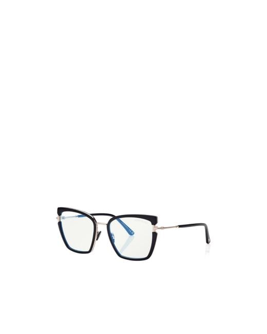 Tom Ford White Eyewear Block Butterfly Glasses