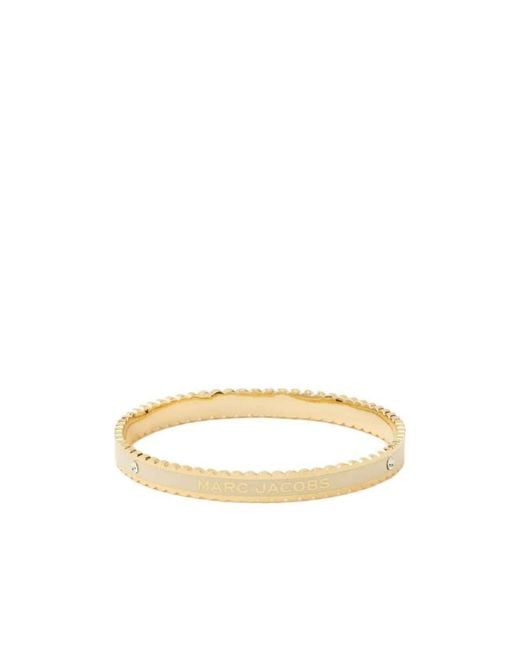 Marc Jacobs White The Medallion Scalloped Logo Detailed Bracelet