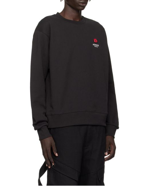 KENZO Black Logo Embroidered Crewneck Sweatshirt for men