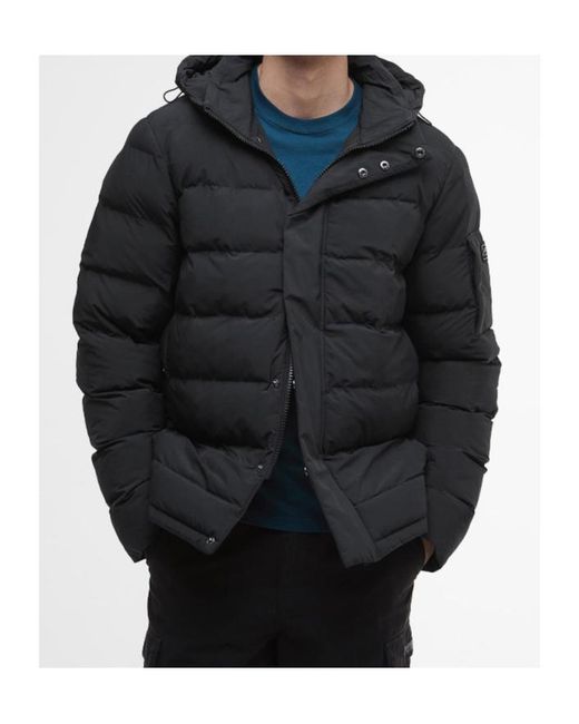 Barbour Black Hooded Quilted Jacket for men