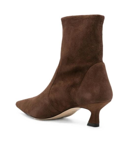 Stuart Weitzman Brown Pointed-Toe High-Heeled Ankle Boots
