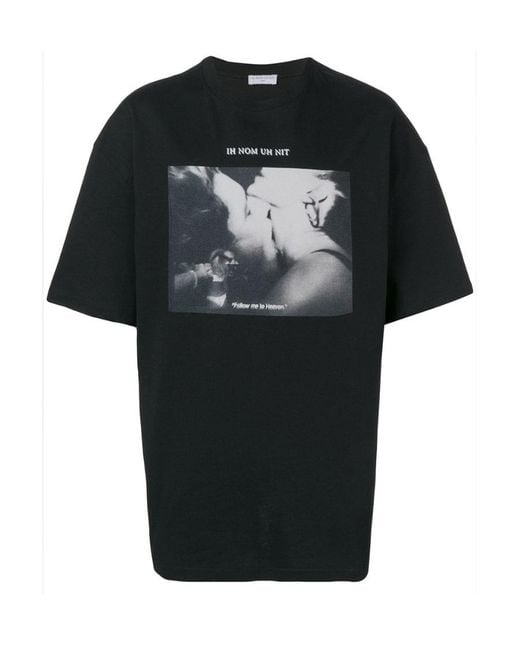 Ih Nom Uh Nit Black Printed Short Sleeves for men