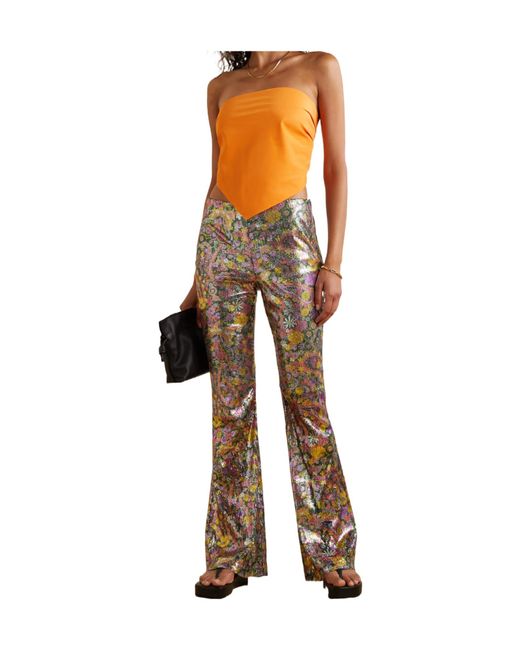 LaDoubleJ Gray Sequined Tulle Flared Pants