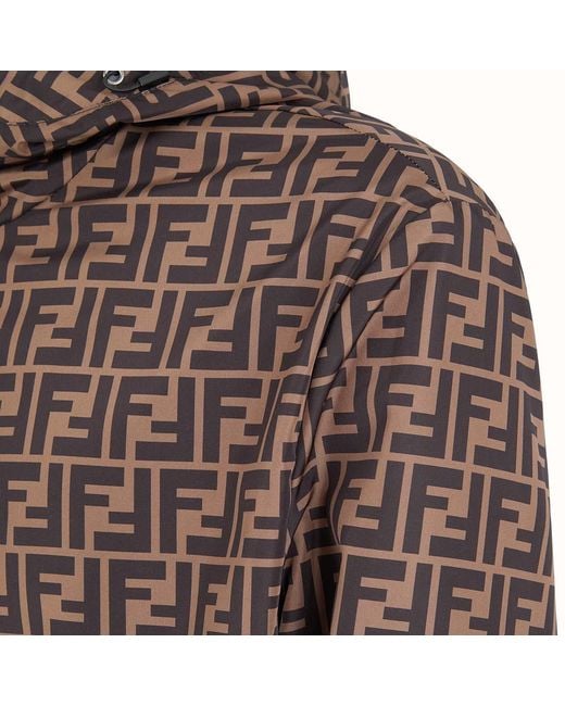 Fendi Brown Reversible Hooded Windbreaker for men