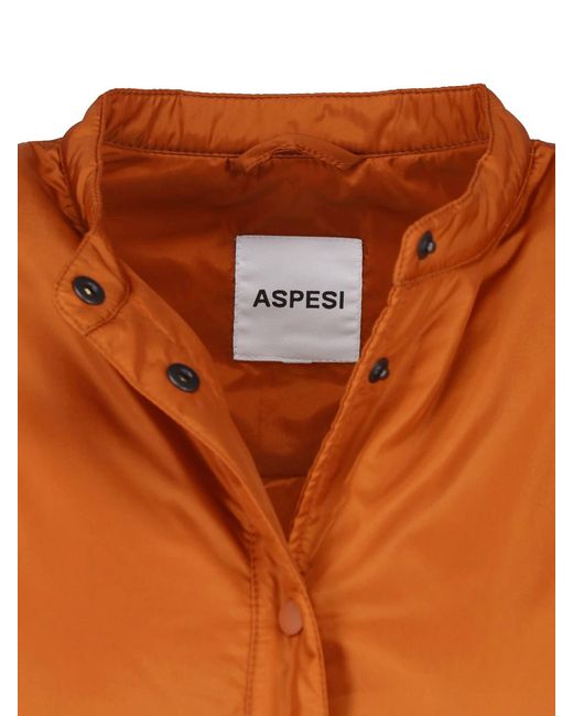 Aspesi Brown Snap-Front Collarless Jacket