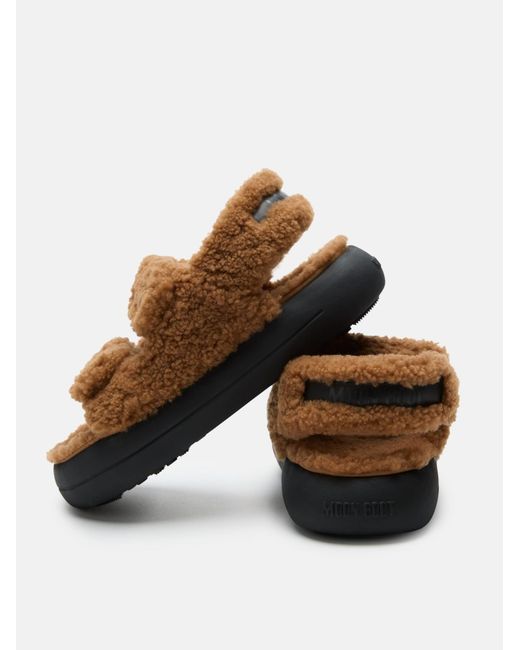 Moon Boot Brown Shearling Sandals
