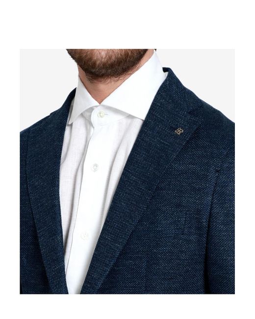 Tagliatore Blue Long Sleeved Suit Jacket for men
