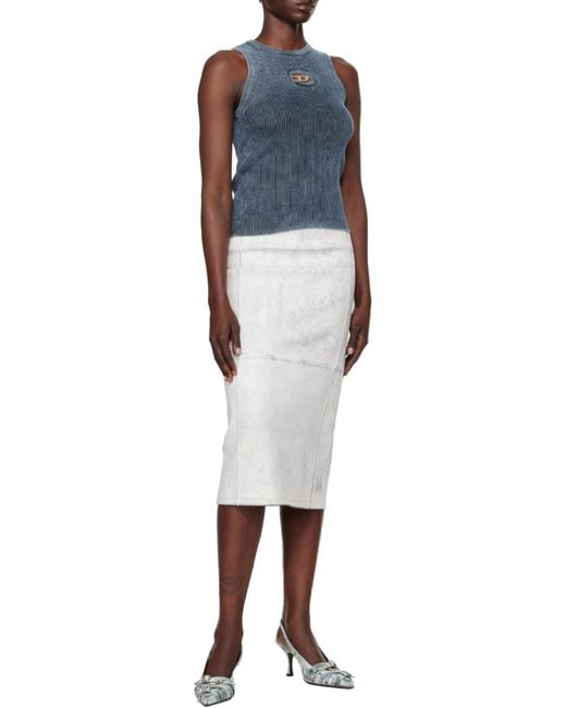 DIESEL Blue M-Anchor-A-Sl Ribbed Cotton Tank Top