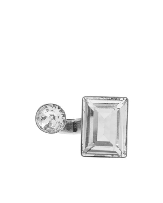 Dries Van Noten White Embellished Open Ring