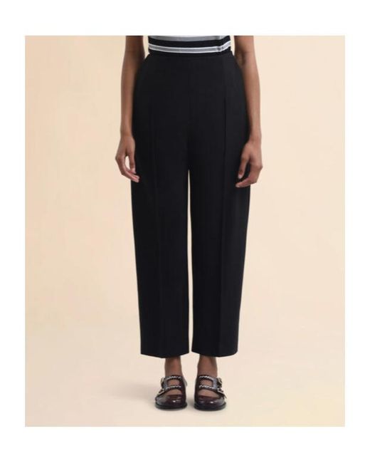 Marni Black Wool Blend Trousers With Symbol