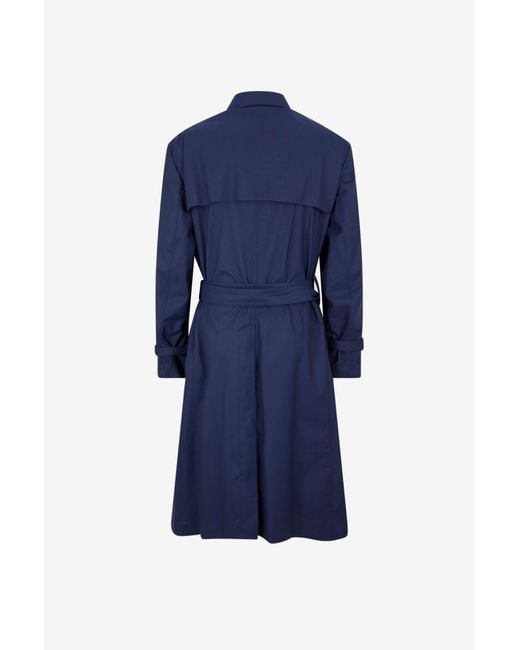 Brunello Cucinelli Blue Long-Sleeved Trench Coat for men