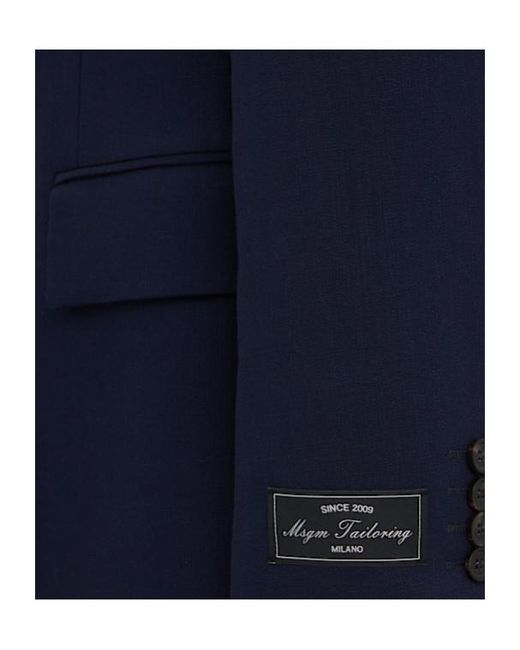 MSGM Blue Central-Fastening Blazer Jacket