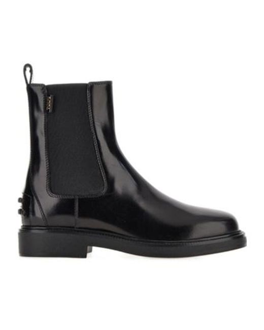 Tod's Black Logo Patch Ankle Boots