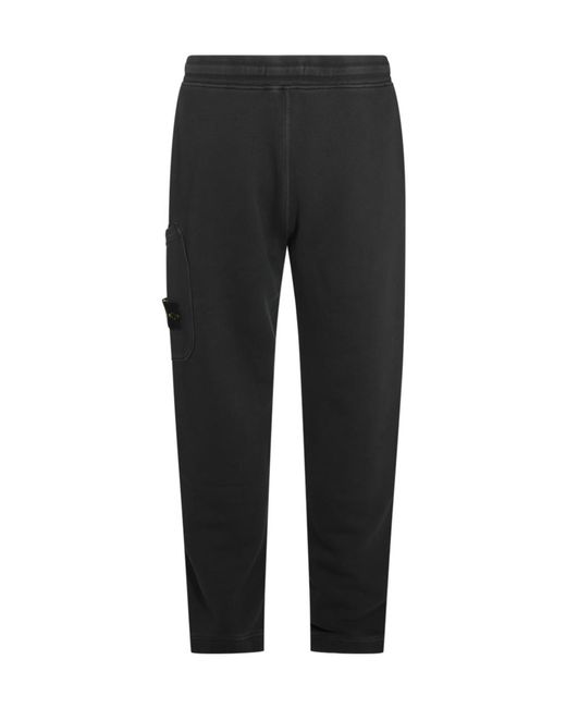 Stone Island Black Compass-Patch Drawstring Track Pants for men