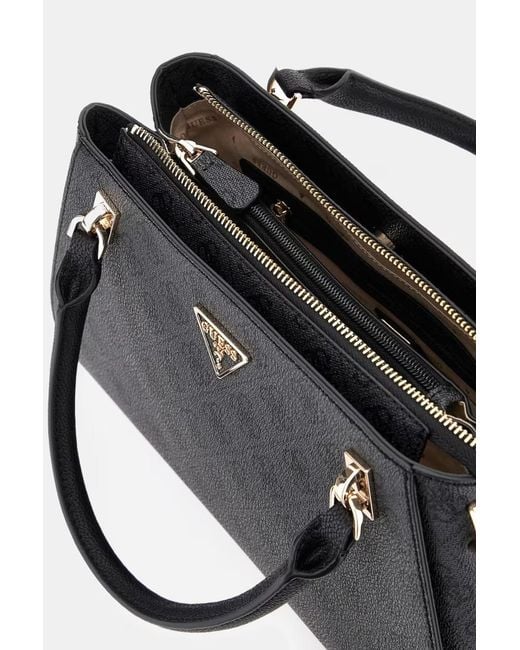 Guess Black Monogram Charm Satchel
