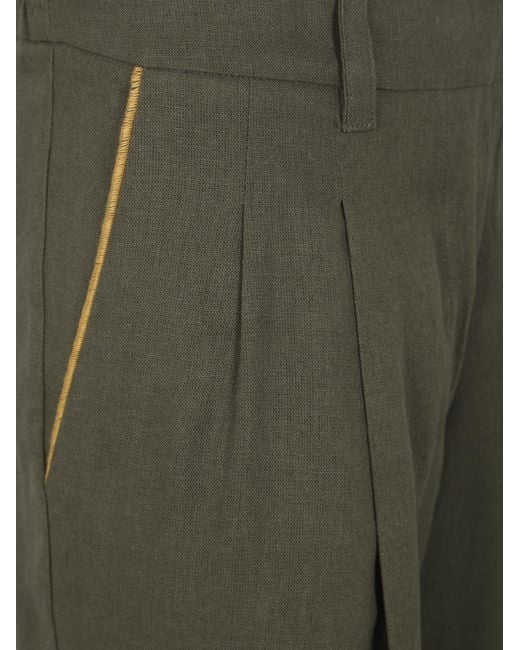 Twinset Green Pleated Tailored Pants