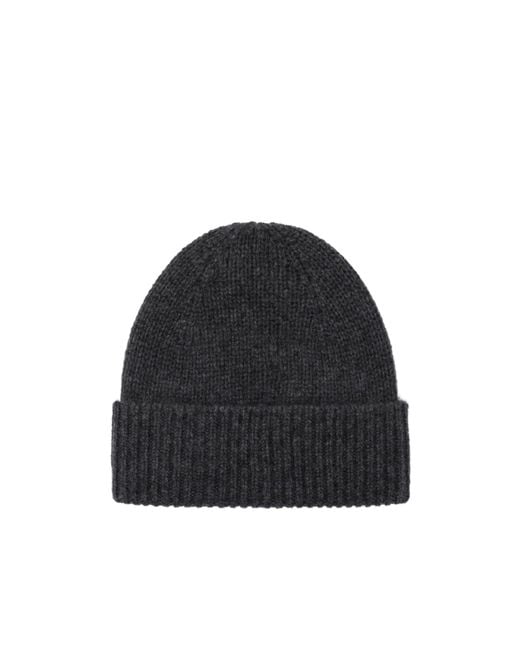 Roberto Collina Black Ribbed Knit Hat for men