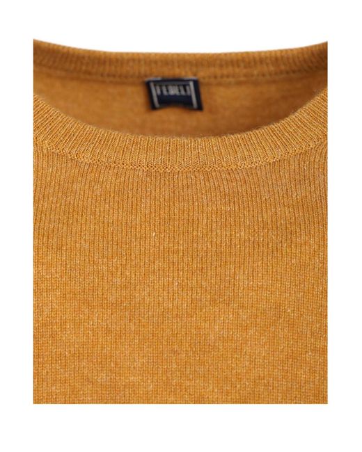 Fedeli Brown Crew-Neck Sweater for men