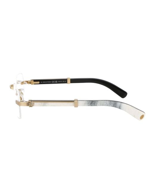 Cartier White Rectangular Frame Glasses for men