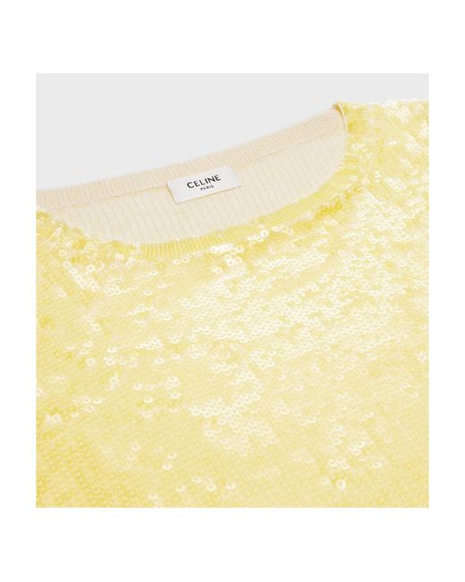 Céline Yellow Embroidered Crop Top