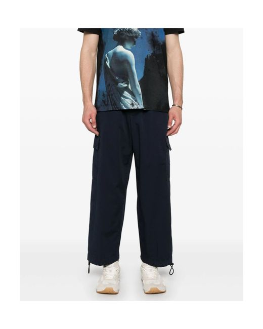 Dondup Blue Cotton Cargo Trousers for men