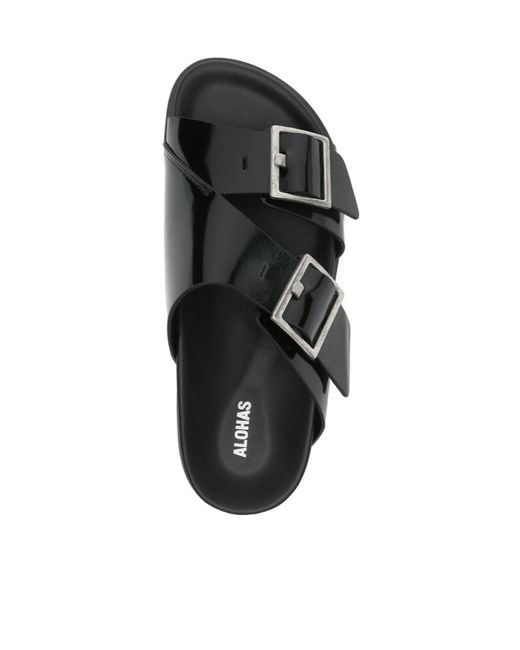 Alohas Black Buckled Sandals