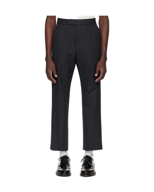 Thom Browne Blue Striped Casual Pants for men