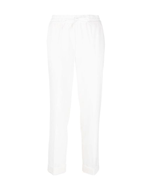 P.A.R.O.S.H. White Tapered Drawstring Trousers