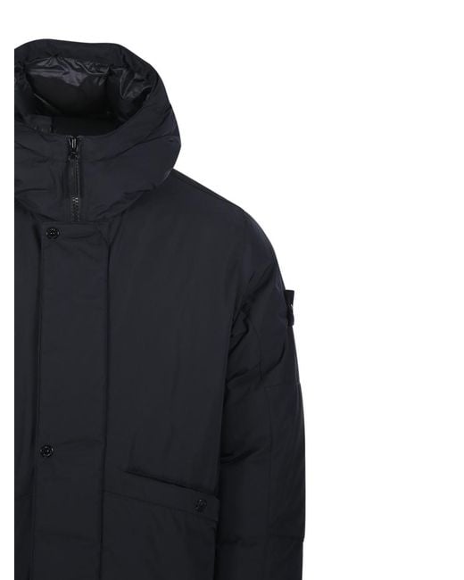 Stone Island Blue Logo Patch Hooded Jacket for men
