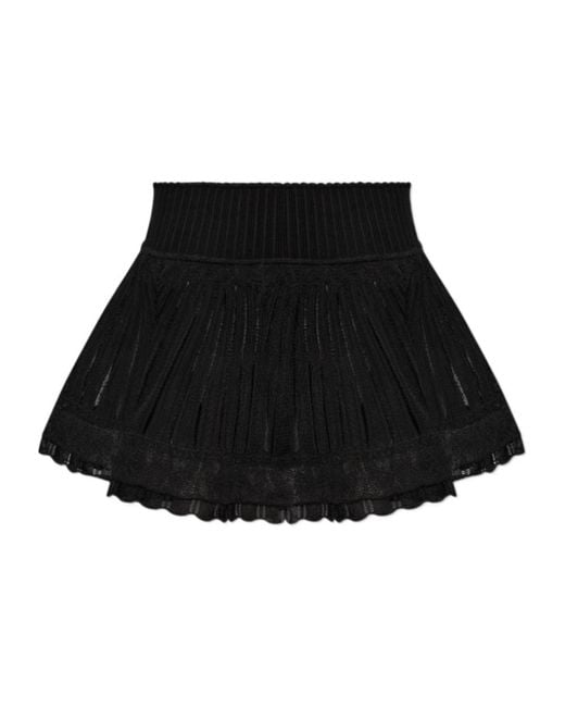 Alaïa Black Striped Lace Shorts