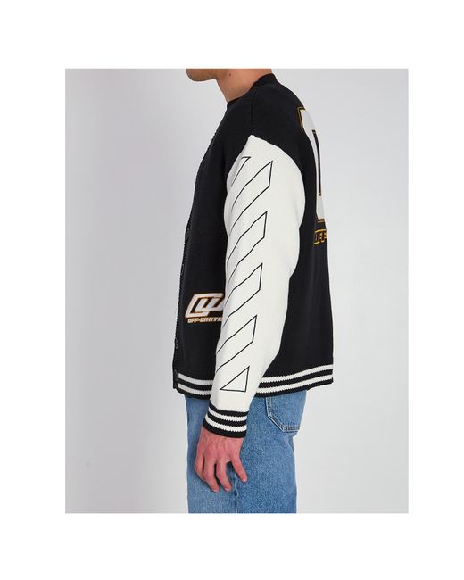 Off-White c/o Virgil Abloh Black Varsity Stripe Cardigan for men