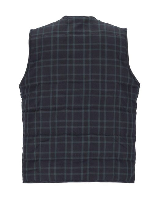 Les Deux Blue Quilted Check Gilet Jacket for men