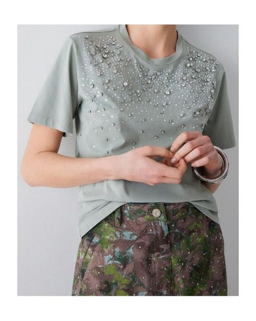 Liu Jo Gray Embellished T-Shirt