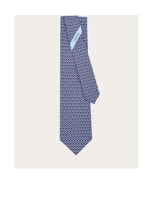 Ferragamo Blue Interwoven Gancini Print Tie for men