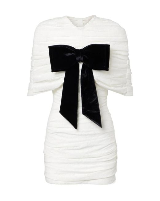ShuShu/Tong Black Bow-Detail Ruched Minidress