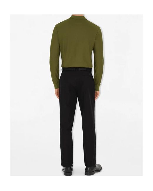 Burberry Green Long-Sleeve Cotton Polo Shirt for men