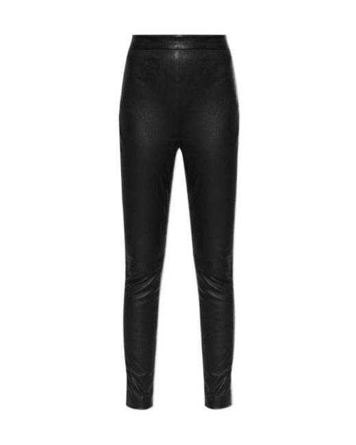 Balmain Black High-Waisted Leather Pants