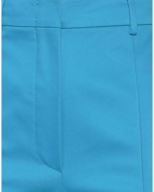 Sportmax Blue Solid Color Stretch Straight-Leg Pants