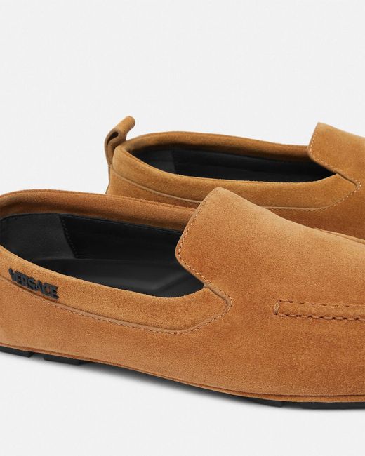 Versace Brown Villa Square-Toe Driver Shoes for men
