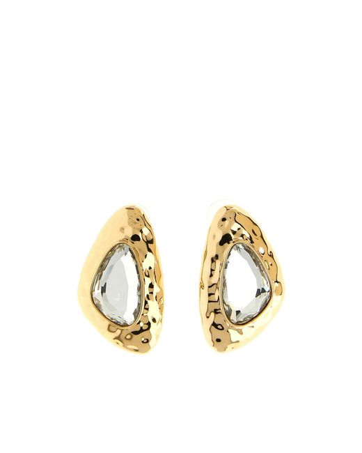 Self-Portrait Metallic Crystal-Embellished Hammered Earrings