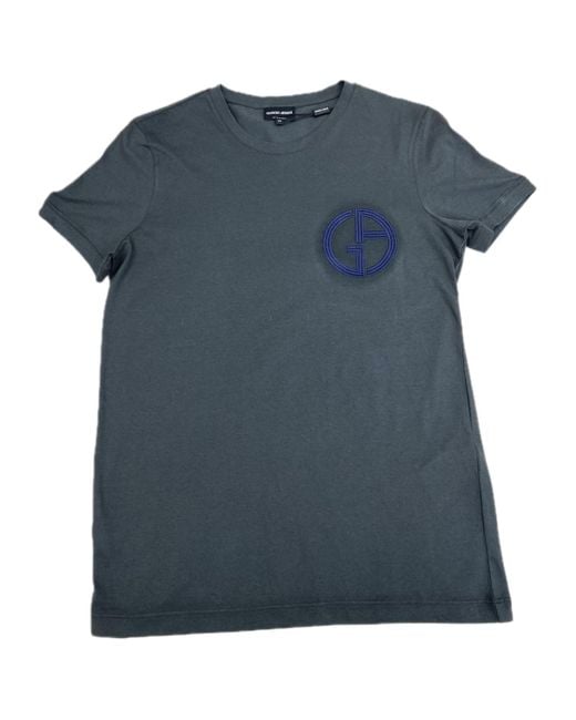 Giorgio Armani Blue Round Neck Short Sleeve T-Shirt for men