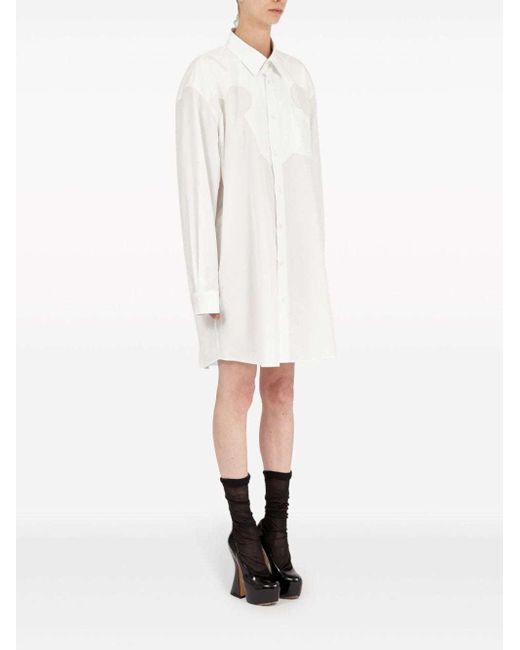 Maison Margiela White Button-Up Mini Shirt Dress