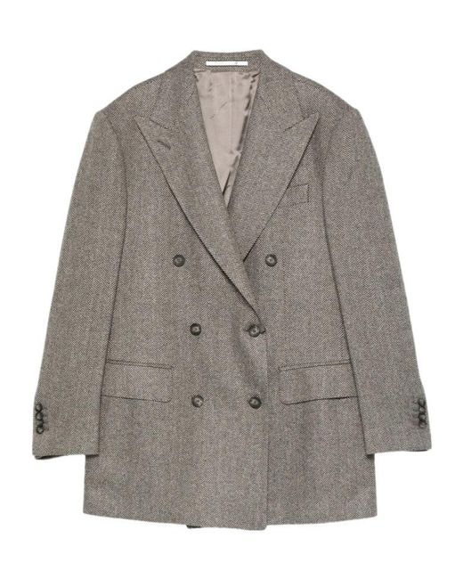 Tagliatore Gray Long-Sleeved Suit Jacket