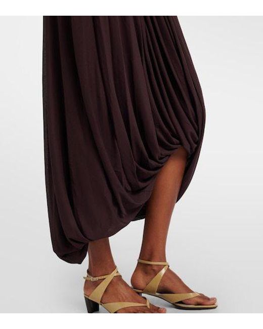Proenza Schouler Purple Gabri Draped One-Shoulder Jersey Midi Dress
