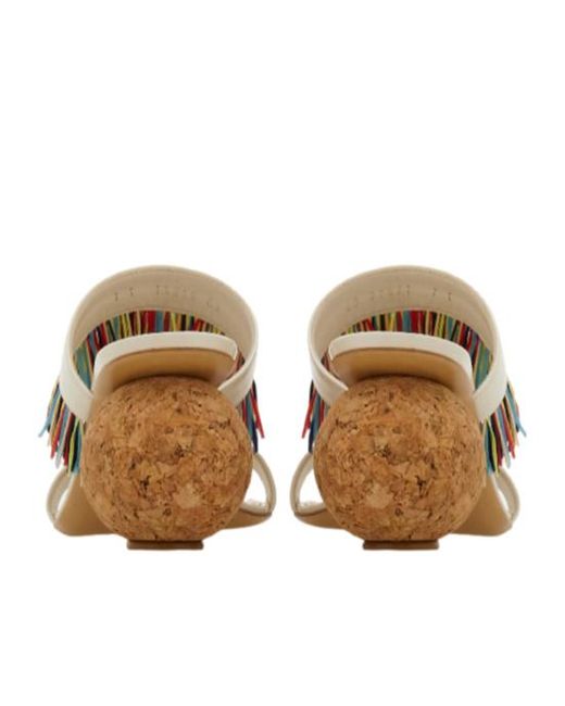 Ferragamo White Fringed Sandal
