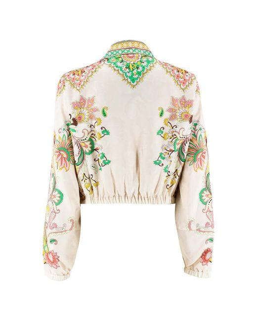 Etro Green Pattern-Printed Zipped Jacket
