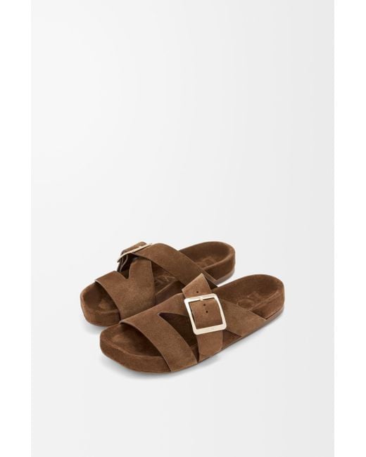 Loewe Brown Ease Buckle Slides